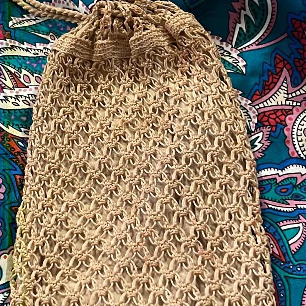 Antique crocheted lace tassels clutch purse